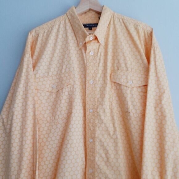 ROPER 100% Cotton Button Down Casual Shirt Yellow Dot Pattern Men's Sz XL Flawed - Picture 3 of 15